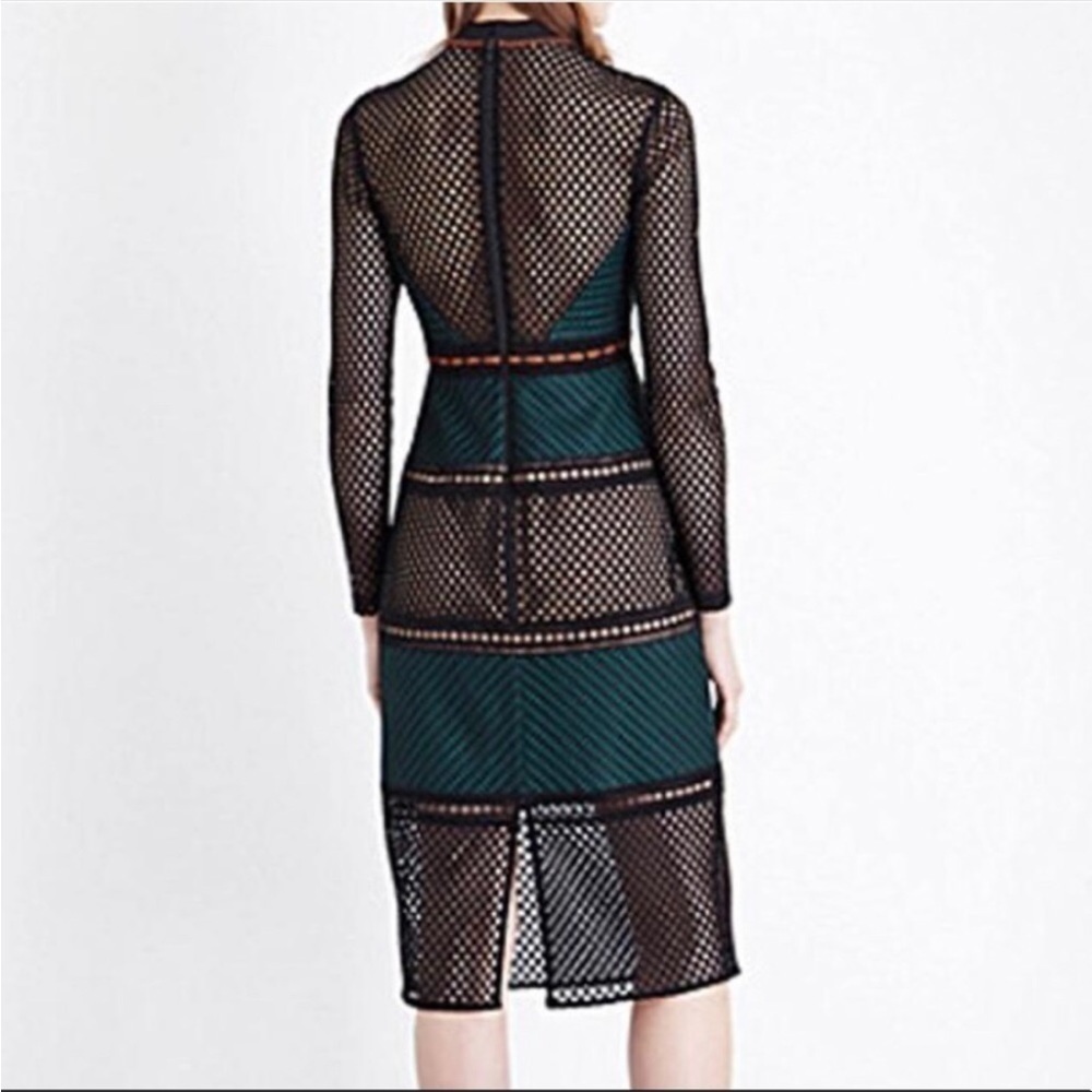 Self-Portrait Forest Paneled Mesh Midi Dress - Picture 2 of 9